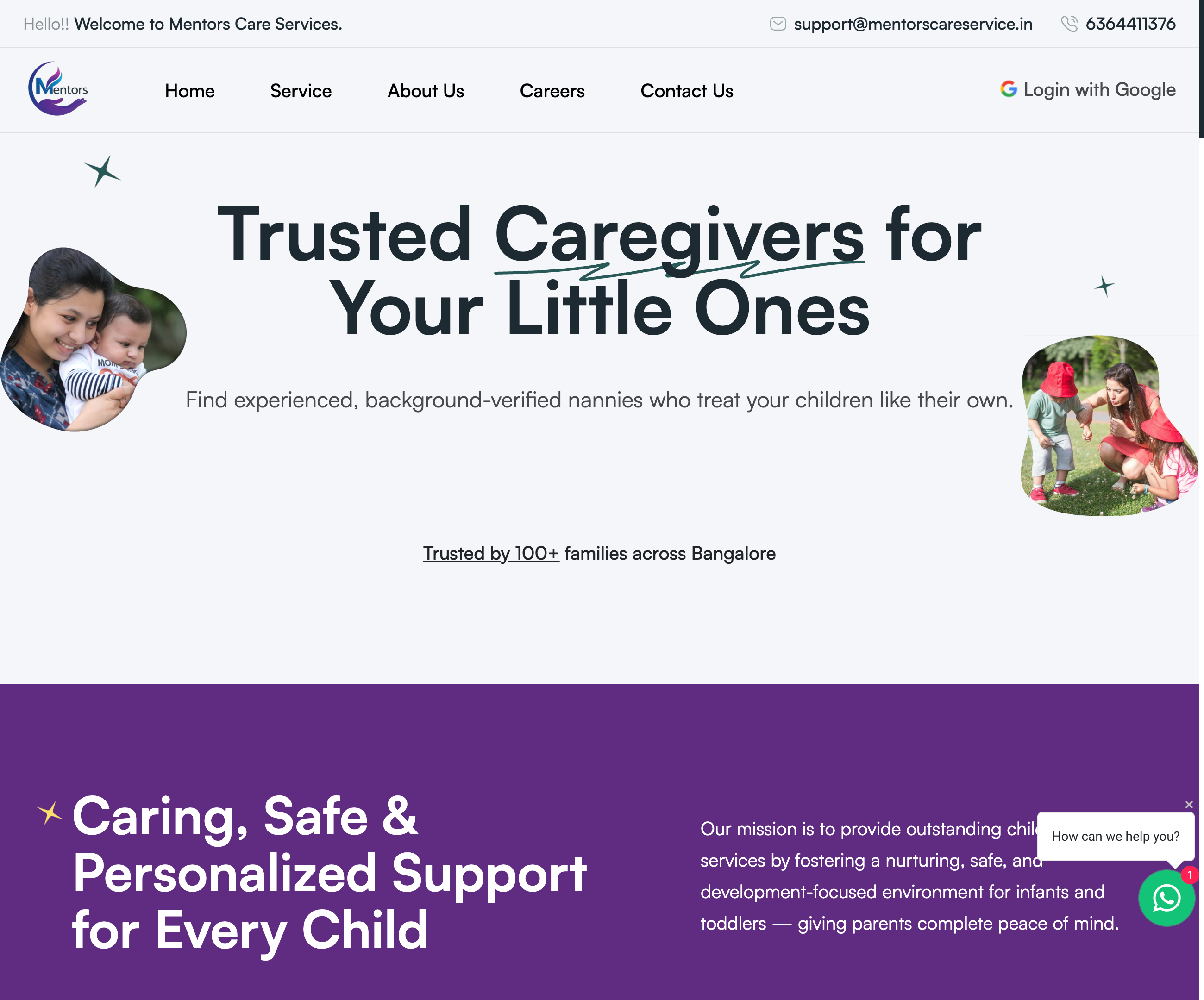 Mentors Care Service Website Screenshot